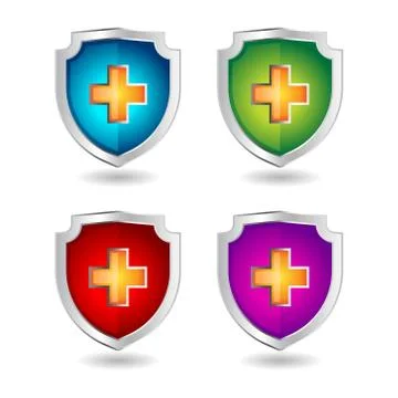 Shield badge icons set Stock Illustration