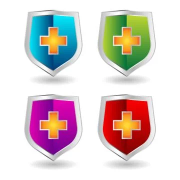 Shield badge icons set Stock Illustration