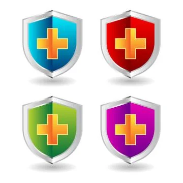 Shield badge icons set Stock Illustration