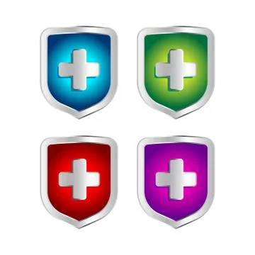 Shield badge icons set Stock Illustration