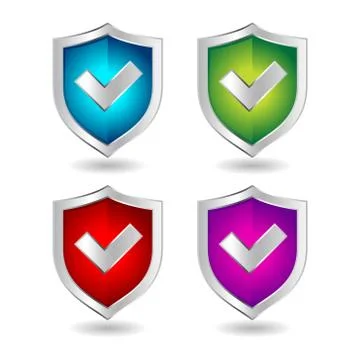 Shield badge icons set Stock Illustration