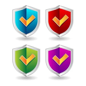Shield badge icons set Stock Illustration