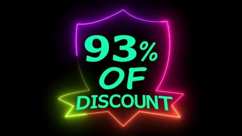Shield badge shows ninety three percent discount Illustrazione stock