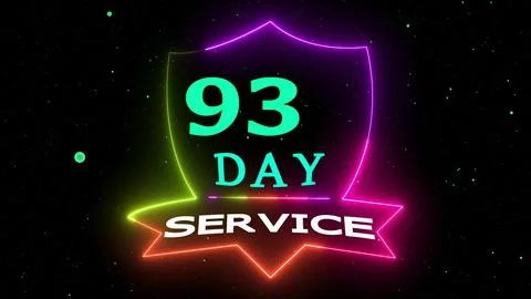 Shield badge shows ninety three day service offer Illustrazione stock