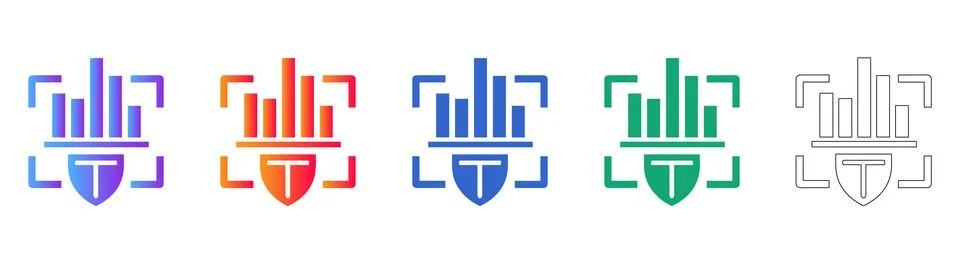 Shield Bar Chart Security Icons Stockillustratie