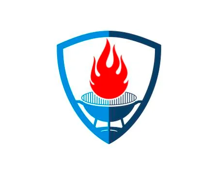 Shield with barbeque and fire inside Stock-Illustration