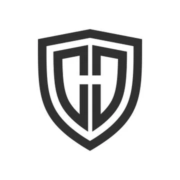 Shield Basic Outline Initial H Symbol Logo Design Stock Illustration