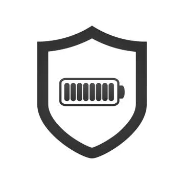 Shield with battery icon, vector illustration template, isolated on white Stock Illustration
