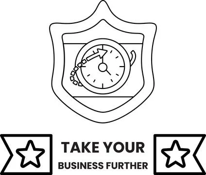 Shield bears a stopwatch with chain Stock Illustration