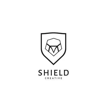 Shield Bird Logo Design Template Flat Style Vector Stock Illustration