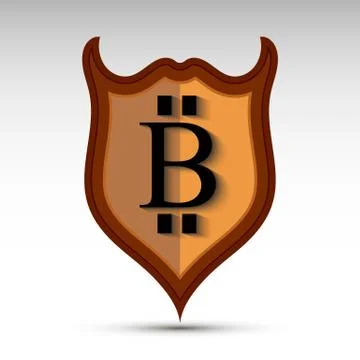 Shield with bit coin symbol Illustrazione stock