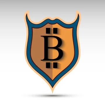 Shield with bit coin symbol Stock Illustration