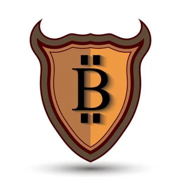 Shield with bit coin symbol Stock Illustration