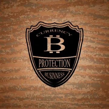 Shield bitcoin emblem Stock Illustration