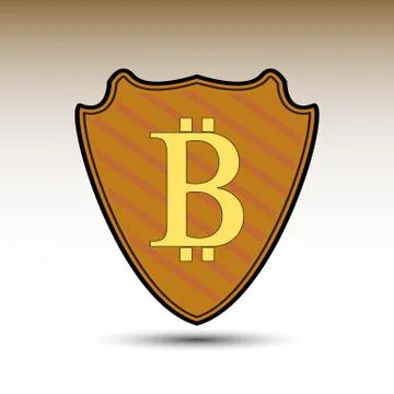 Shield with bitcoin symbol Stock Illustration