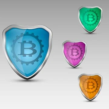 Shield with bitcoinemblem Illustrazione stock