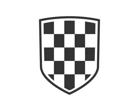 Shield black and white logo. Guarantee, insignia and guard symbol. Security v Stock Illustration