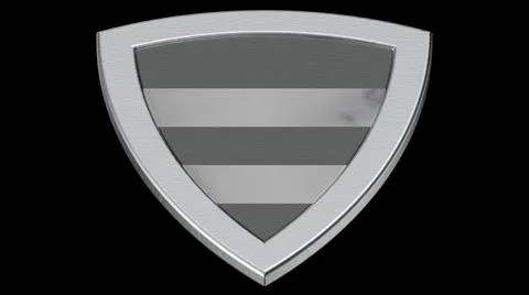 Shield black white silver medieval 3d illustration render Stock Illustration