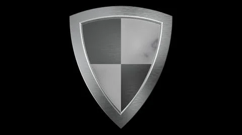 Shield black white silver medieval 3d illustration render Illustrazione stock