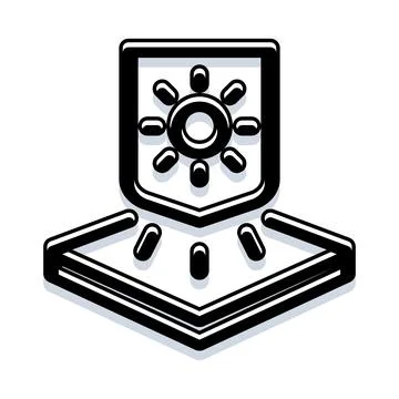 Shield blocking sun rays protecting skin surface Stock Illustration
