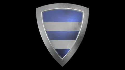 Shield blue silver medieval 3d illustration render Stock Illustration