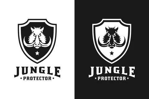 Shield with Boar Logo Stock Illustration