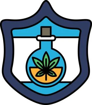 A shield with a bottle of cannabis on it Stock Illustration