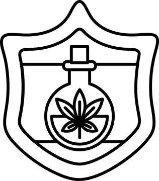 A shield with a bottle of cannabis on it Stock Illustration