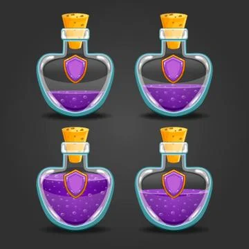 Shield bottles with different liquid level Stock Illustration