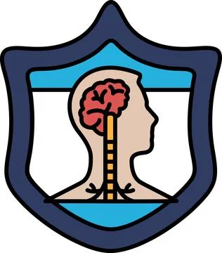A shield with a brain and a tree on it Stock Illustration