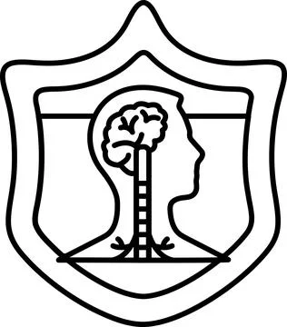 A shield with a brain and a tree on it Stock Illustration