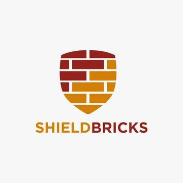 Shield Bricks Logo Icon vector template, building protection logo template Stock Illustration