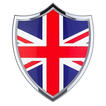 Shield with British flag, 3D rendering Shield with British flag, 3D render... Stock Photos