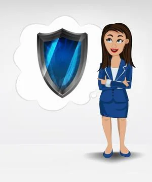 Shield in bubble idea concept of woman in suit vector illustration Stock Illustration