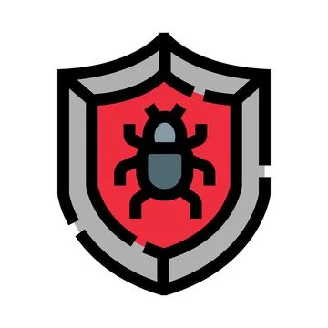 Shield with bug virus cyber protection icon Stock Illustration