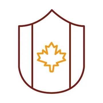 Shield with canada flag line style Stock Illustration