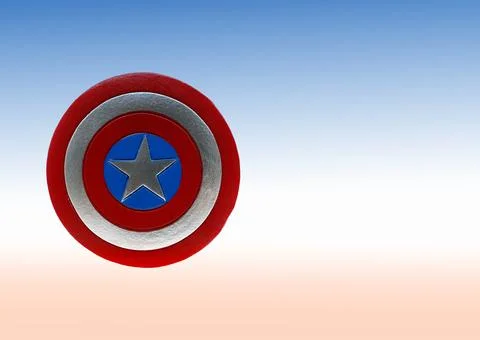 Shield of Captain America with board to write. Stock Photos