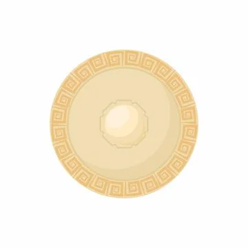 Shield with carved pattern icon, cartoon style Stock Illustration