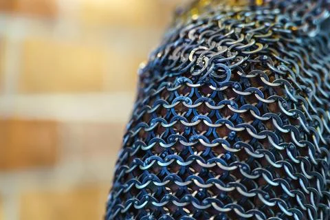 Shield chain mail made of forged rings Stock Photos