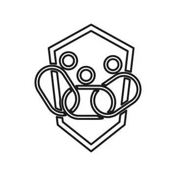 Shield chain people Commitment Teamwork Together Outline Logo Stock Illustration