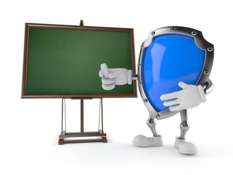 Shield character with blank blackboard 库存插图