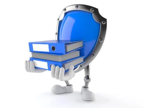 Shield character carrying ring binders Stock Illustration