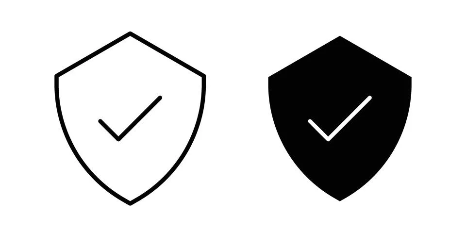 Shield check icon black vector isolated on white イラスト素材