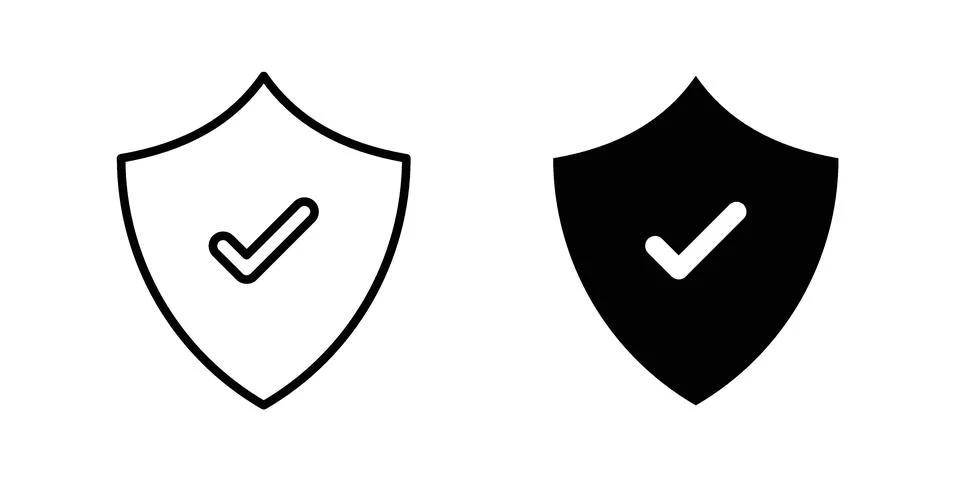 Shield check icon modern style vectors set Stock Illustration