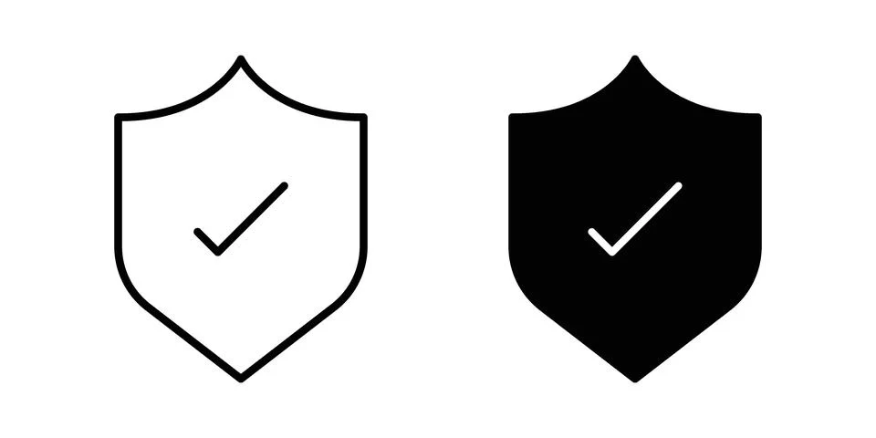 Shield check icon. Outline, flat icons Stock Illustration
