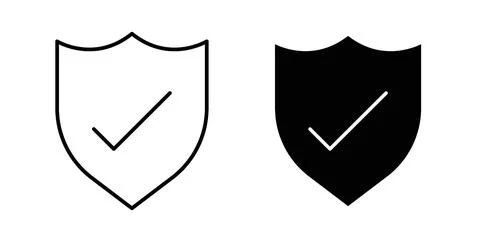 Shield check icon symbol, outline icons Stock Illustration