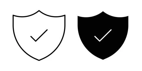 Shield check icon symbol. Vector illustration pack in black color. Stock Illustration