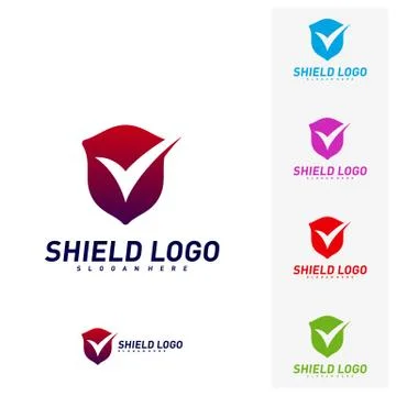 Shield Check Logo Design Concept Vector. Shield quality vector illustration D 스톡 일러스트