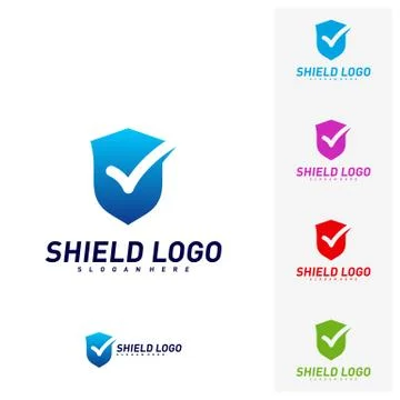Shield Check Logo Design Concept Vector. Shield quality vector illustration D Stock Illustration