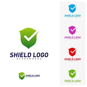 Shield Check Logo Design Concept Vector. Shield quality vector illustration D イラスト素材